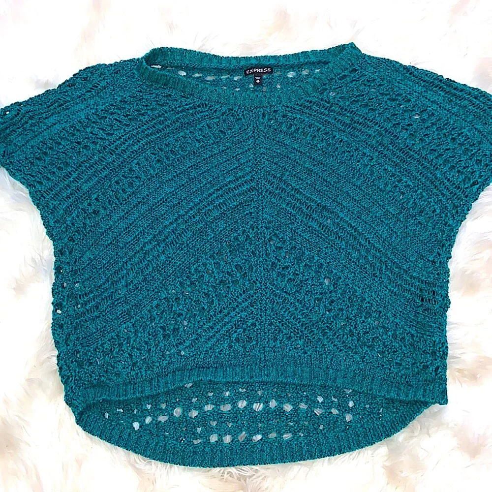 Express Emerald Chunky Open Knit Batwing Sweater XS